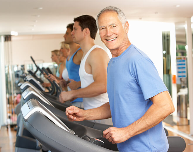 Walking on a treadmill